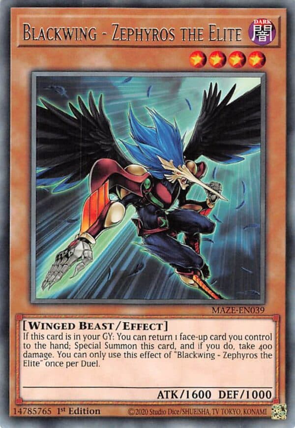 Blackwing - Zephyros the Elite - MAZE-EN039 Rare 1st Edition