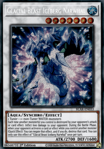 Glacial Beast Iceberg Narwhal - BLAR-EN033 Secret Rare 1st Edition