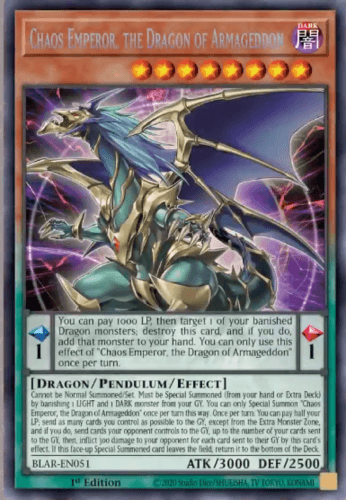 Chaos Emperor, the Dragon of Armageddon - BLAR-EN051 Secret Rare 1st Edition