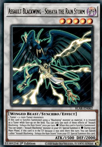 Assault Blackwing - Sohaya the Rain Storm - BLAR-EN062 Ultra Rare 1st Edition
