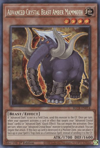 Advanced Crystal Beast Amber Mammoth - BLCR-EN014 Secret Rare 1st Edition