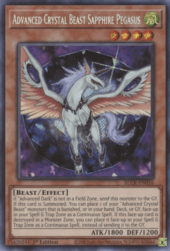 Advanced Crystal Beast Sapphire Pegasus - BLCR-EN016 Secret Rare 1st Edition