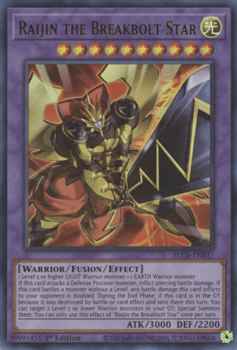 Raijin the Breakbolt Star - BLCR-EN037 Ultra Rare 1st Edition