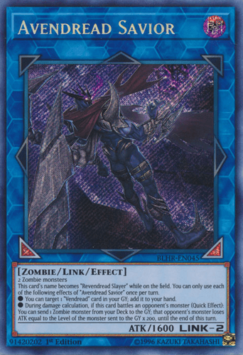 Avendread Savior - BLHR-EN045 Secret Rare 1st Edition