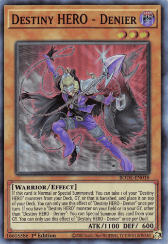 Destiny HERO - Denier - BODE-EN018 Super Rare 1st Edition