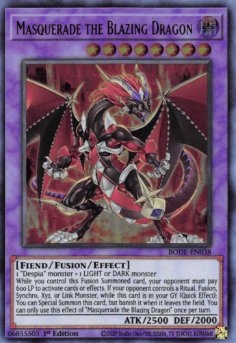 Masquerade the Blazing Dragon - BODE-EN038 Ultra Rare 1st Edition
