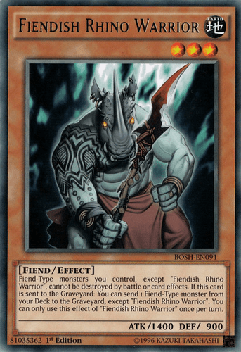 Fiendish Rhino Warrior - BOSH-EN091 Rare 1st Edition
