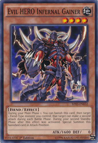 Evil HERO Infernal Gainer - BP03-EN032 Shatterfoil Rare 1st Edition