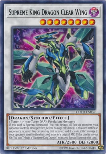 Supreme King Dragon Clear Wing - COTD-EN039 Rare Unlimited