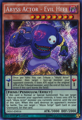 Abyss Actor - Evil Heel - DESO-EN016 Secret Rare 1st Edition