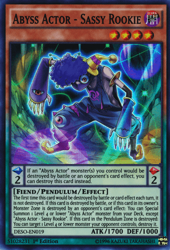 Abyss Actor - Sassy Rookie - DESO-EN019 Super Rare 1st Edition