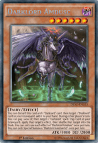 Darklord Amdusc - DESO-EN033 Secret Rare 1st Edition