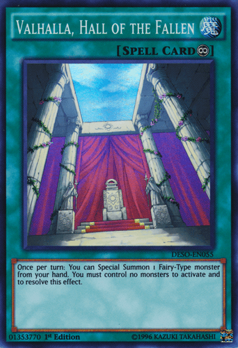 Valhalla, Hall of the Fallen - DESO-EN055 Super Rare 1st Edition