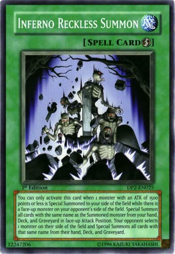 Inferno Reckless Summon - DP2-EN025 Super Rare Unlimited