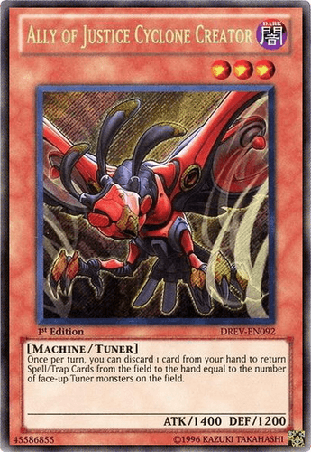 Ally of Justice Cyclone Creator - DREV-EN092 Secret Rare Unlimited