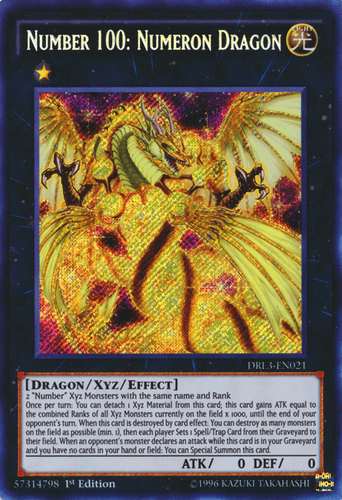 Number 100: Numeron Dragon - DRL3-EN021 Secret Rare 1st Edition