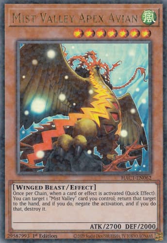 Mist Valley Apex Avian - DT02-EN079 Rare Limited