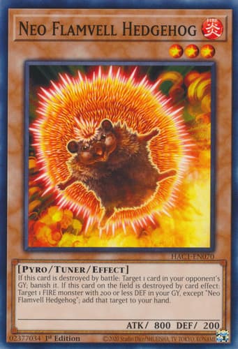 Neo Flamvell Hedgehog - DT04-EN062 Duel Terminal Rare Parallel Rare Limited Edition