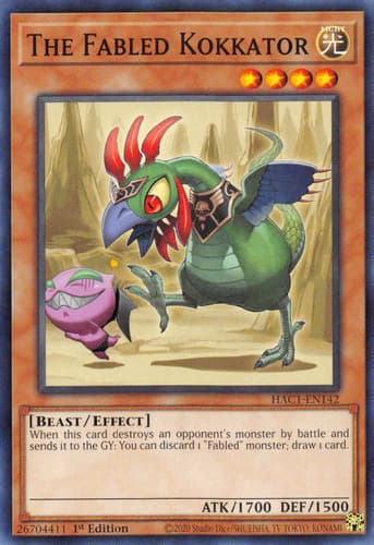 The Fabled Kokkator - DT04-EN072 Duel Terminal Normal Parallel Rare Limited Edition