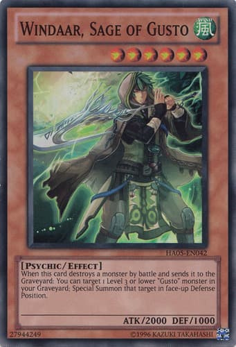 Windaar, Sage of Gusto - DT05-EN075 Duel Terminal Rare Parallel Rare Limited Edition