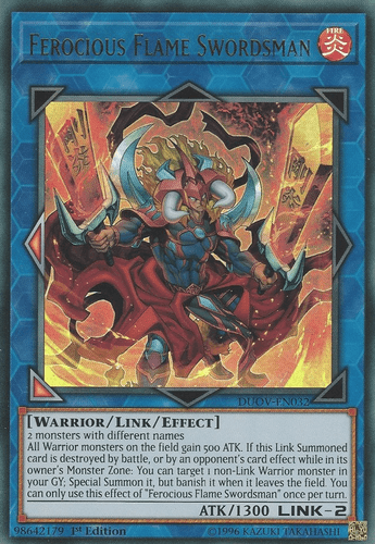 Ferocious Flame Swordsman - DUOV-EN032 Ultra Rare 1st Edition