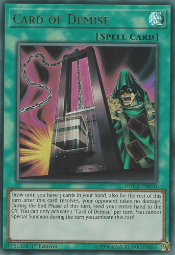 Card of Demise - DUPO-EN050 Ultra Rare Unlimited