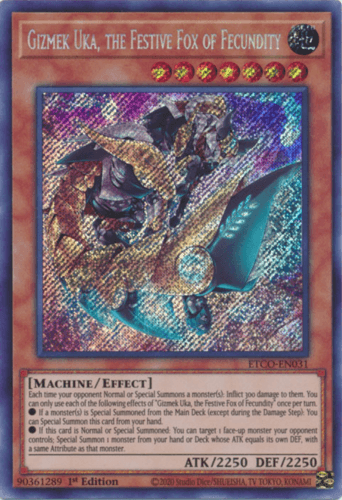 Gizmek Uka, the Festive Fox of Fecundity - ETCO-EN031 Secret Rare 1st Edition