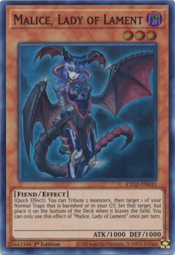 Malice, Lady of Lament - ETCO-EN035 Super Rare 1st Edition
