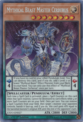 Mythical Beast Master Cerberus - EXFO-EN027 Secret Rare Unlimited