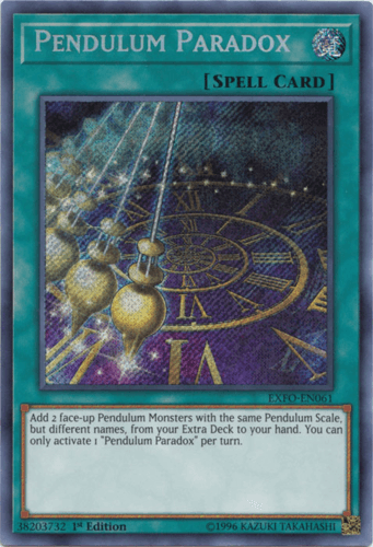 Pendulum Paradox - EXFO-EN061 Secret Rare 1st Edition