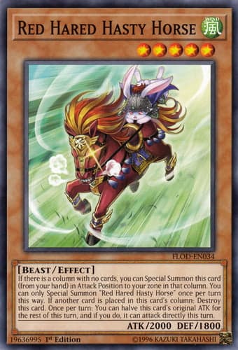 Red Hared Hasty Horse - FLOD-EN034 Common 1st Edition
