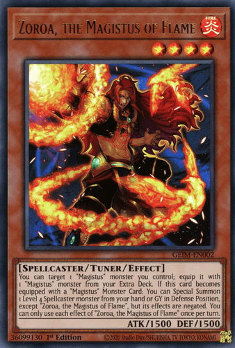 Zoroa, the Magistus of Flame - GEIM-EN002 Ultra Rare 1st Edition