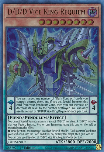 D/D/D Vice King Requiem - GFP2-EN002 Ultra Rare 1st Edition