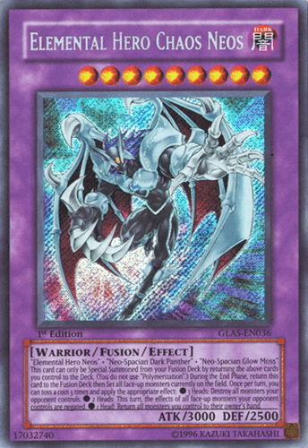 Elemental HERO Chaos Neos - GLAS-EN036 Ghost Rare 1st Edition