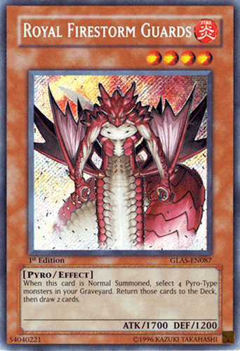 Royal Firestorm Guards - GLAS-EN087 Secret Rare 1st Edition
