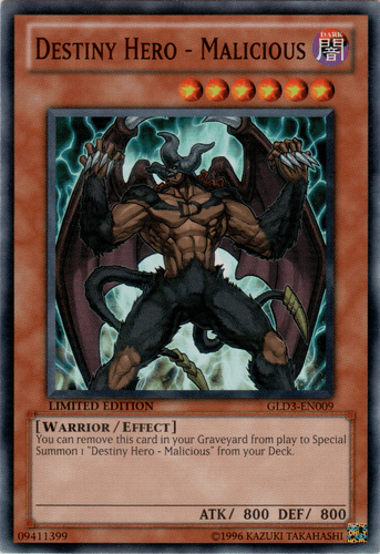 Destiny HERO - Malicious - GLD3-EN009 Common Limited Edition