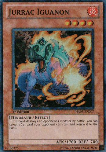 Jurrac Iguanon - HA03-EN007 Super Rare 1st Edition