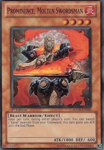 Prominence, Molten Swordsman - HA05-EN010 Super Rare 1st Edition