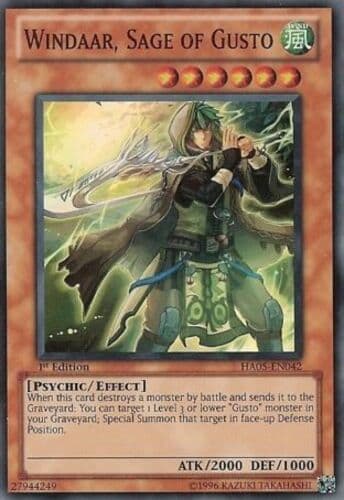 Windaar, Sage of Gusto - HA05-EN042 Super Rare 1st Edition
