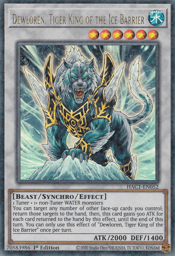 Dewloren, Tiger King of the Ice Barrier - HAC1-EN052 Duel Terminal Technology Ultra Rare 1st Edition