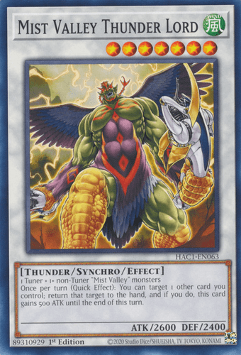 Mist Valley Thunder Lord - HAC1-EN063 Duel Terminal Technology Common 1st Edition