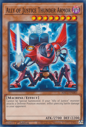 Ally of Justice Thunder Armor - HAC1-EN083 Common 1st Edition