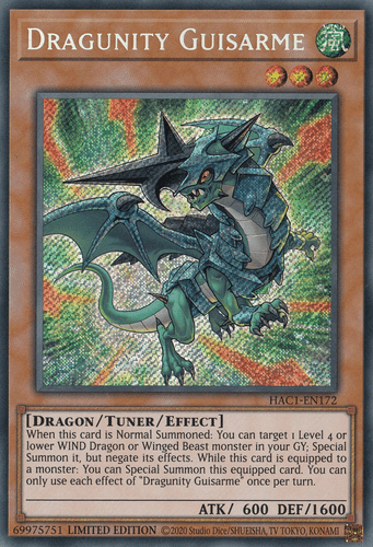 Dragunity Guisarme - HAC1-EN172 Secret Rare Limited Edition
