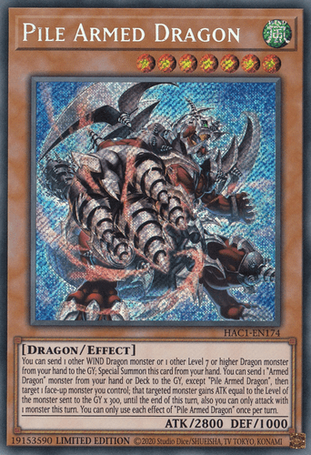 Pile Armed Dragon - HAC1-EN174 Secret Rare Limited Edition