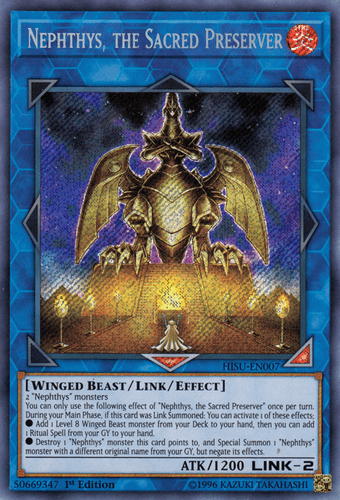 Nephthys, the Sacred Preserver - HISU-EN007 Secret Rare 1st Edition