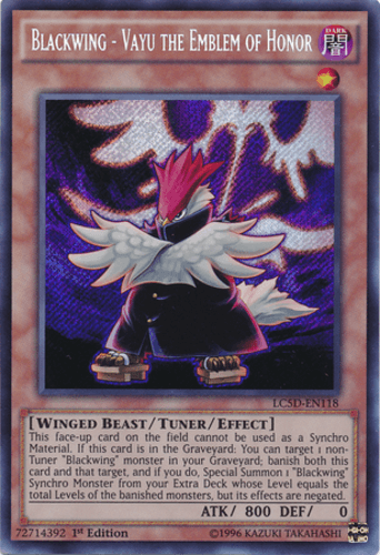 Blackwing - Vayu the Emblem of Honor - LC5D-EN118 Secret Rare 1st Edition