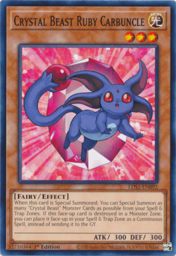 Crystal Beast Ruby Carbuncle - LDS1-EN092 Common 1st Edition
