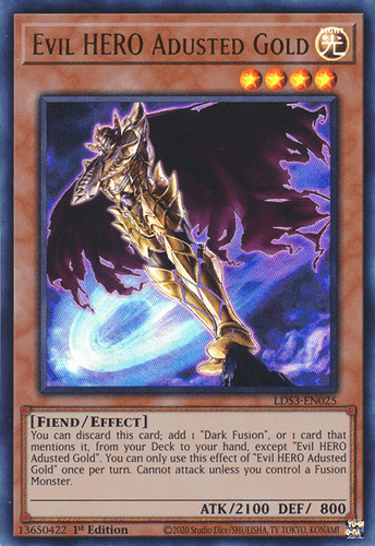 Evil HERO Adusted Gold - LDS3-EN025 Ultra Rare 1st Edition