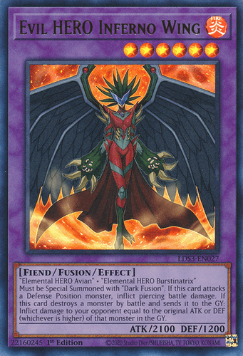 Evil HERO Inferno Wing - LDS3-EN027 Ultra Rare 1st Edition