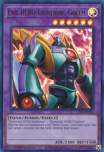 Evil HERO Lightning Golem - LDS3-EN028 Ultra Rare 1st Edition